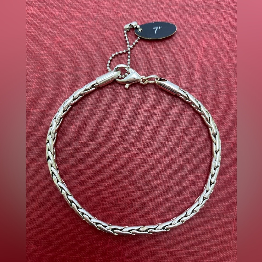 Hallmark DaVinci Beads Women's Silver Tone Woven Snake Link Charms Bracelet